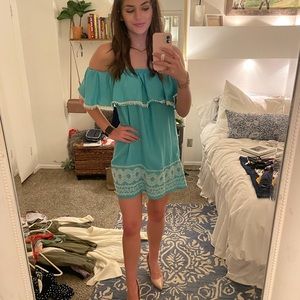 Off the shoulder Turquoise dress